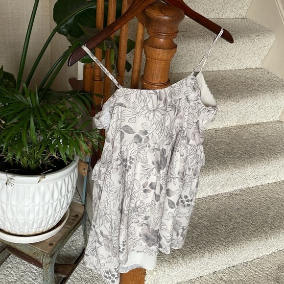 Abercrombie & Fitch Silk Floral Spaghetti Strap Dress White and Gray - Picture 6 of 10